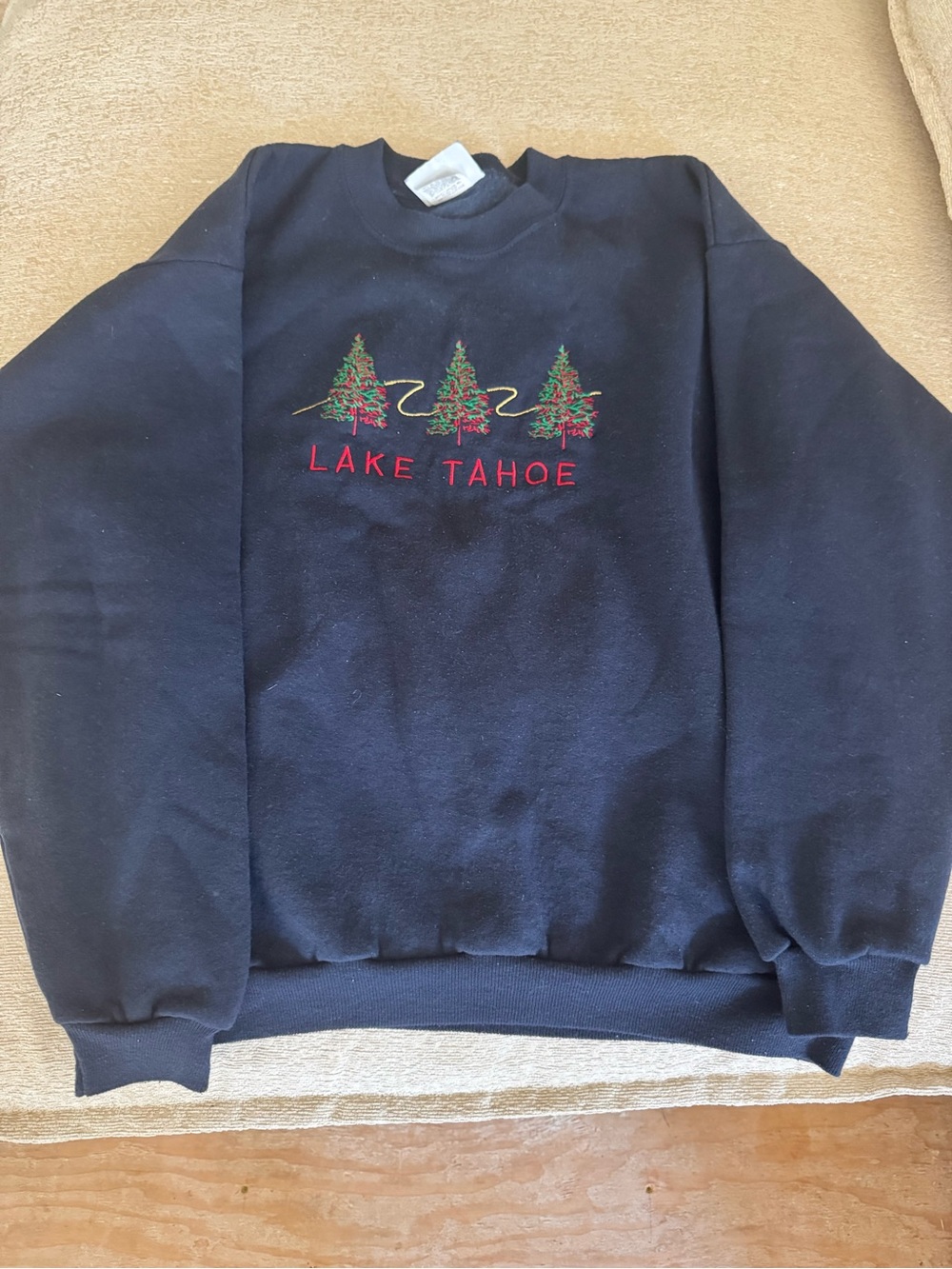 Vintage Lee Lake Tahoe Embroidered Crewneck Sweatshirt - Size L, Made in USA